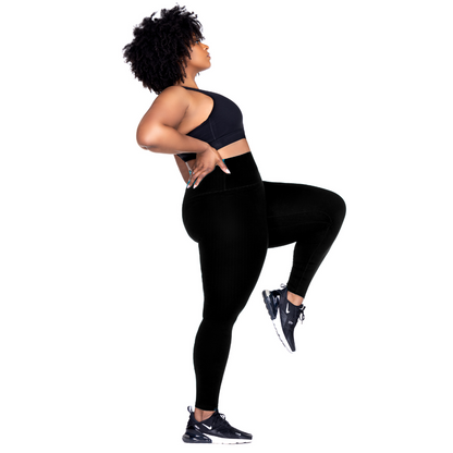 Women's Fitness High-Waisted Leggings – FTI 100 Black - [EN